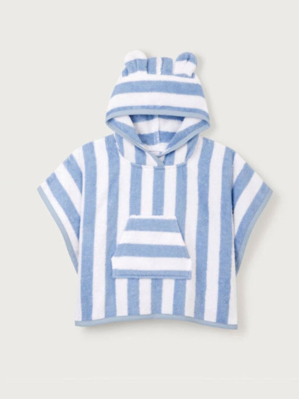 NWOT The White Company White Cotton Blue Stripe Hooded Towel | 0-12M